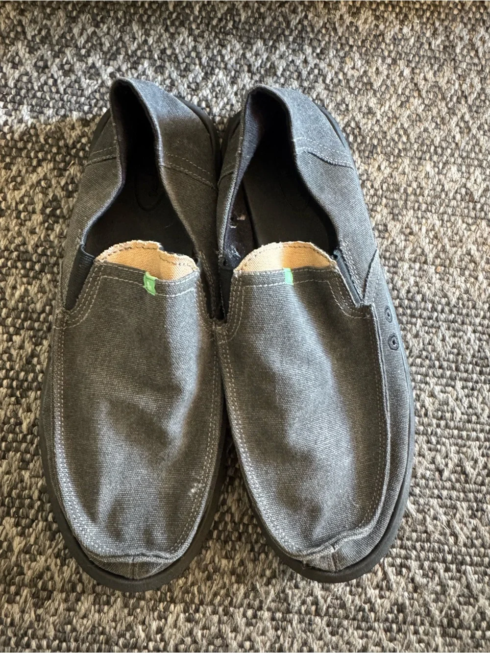 Sanuk Sidewalk Surfer Slip-On Men’s Canvas Shoes in Charcoal Gray - size 12 men
